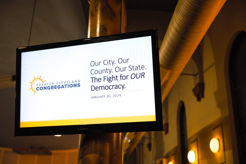 illuminated digital sign in an industrial space